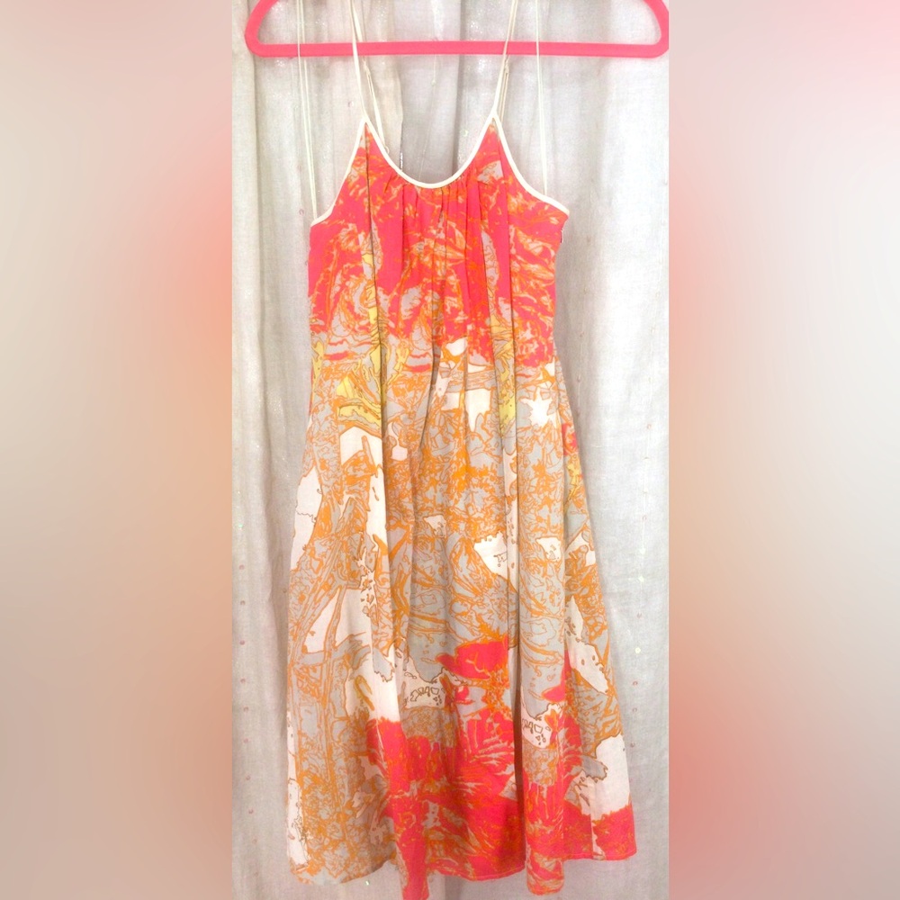 Armani Exchange size 4 summer dress abstract orange floral